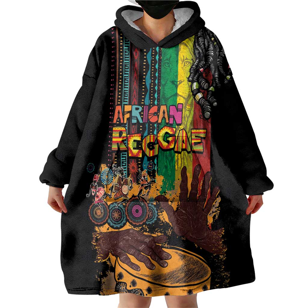 Afro-Caribbean Wearable Blanket Hoodie African and Reggae Art Music - Wonder Print Shop