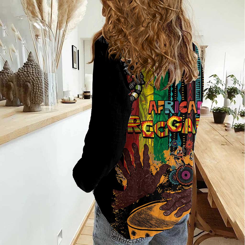 Afro-Caribbean Women Casual Shirt African and Reggae Art Music - Wonder Print Shop