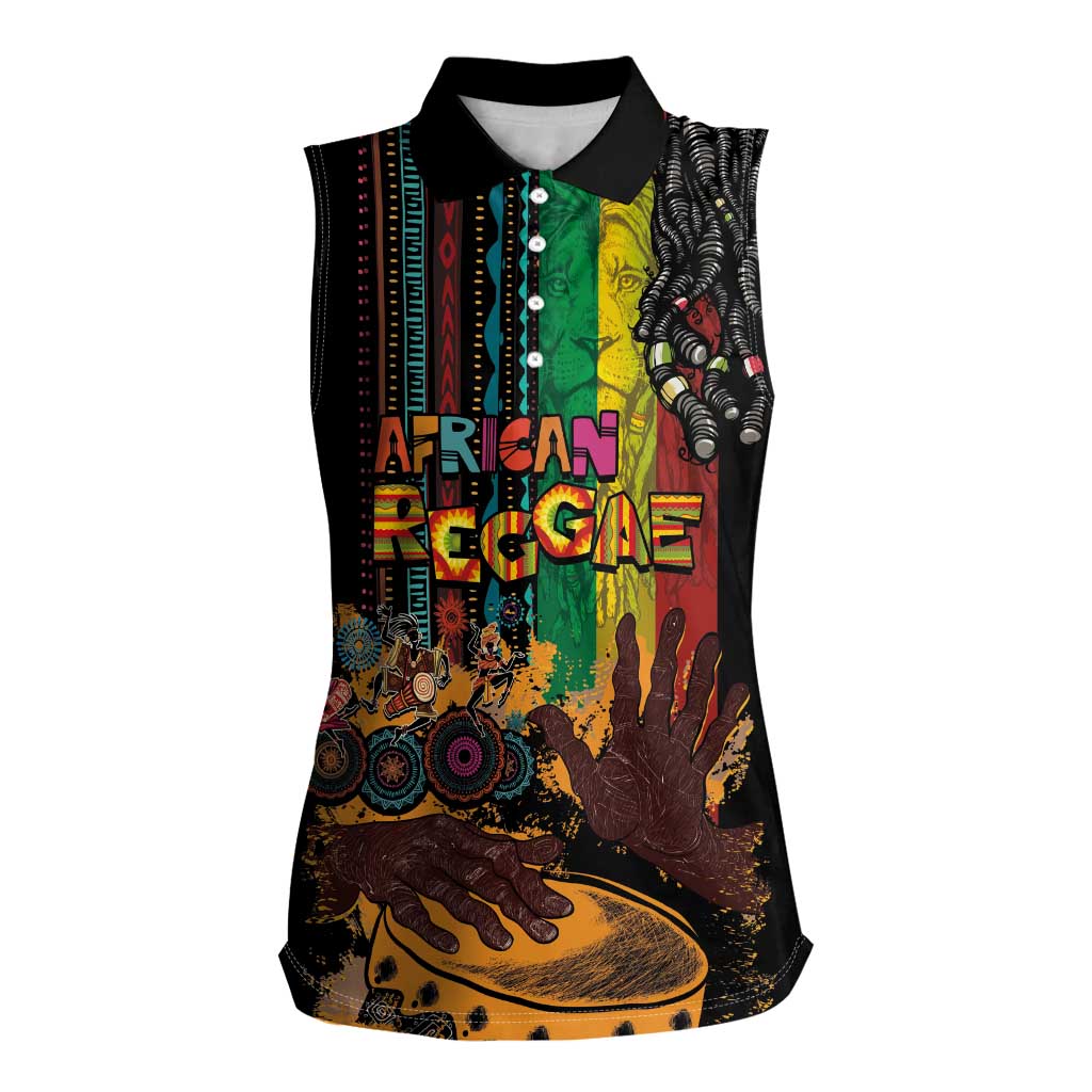 Afro-Caribbean Women Sleeveless Polo Shirt African and Reggae Art Music - Wonder Print Shop
