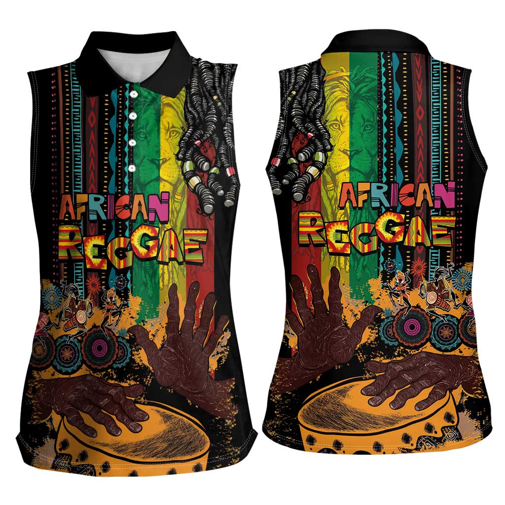 Afro-Caribbean Women Sleeveless Polo Shirt African and Reggae Art Music - Wonder Print Shop