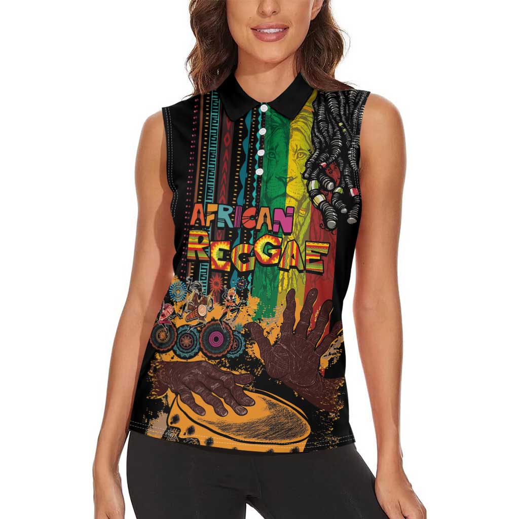 Afro-Caribbean Women Sleeveless Polo Shirt African and Reggae Art Music - Wonder Print Shop