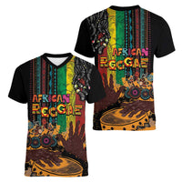 Afro-Caribbean Women V-Neck T-Shirt African and Reggae Art Music - Wonder Print Shop