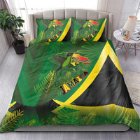 Jamaica Independence Day Bedding Set Swallow-tail Hummingbird Tropical Plants and National Flag - Wonder Print Shop