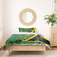 Jamaica Independence Day Bedding Set Swallow-tail Hummingbird Tropical Plants and National Flag - Wonder Print Shop