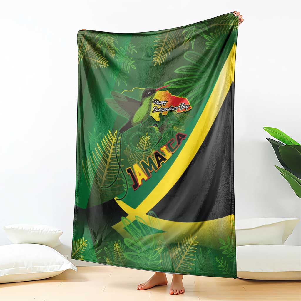 Jamaica Independence Day Blanket Swallow-tail Hummingbird Tropical Plants and National Flag - Wonder Print Shop