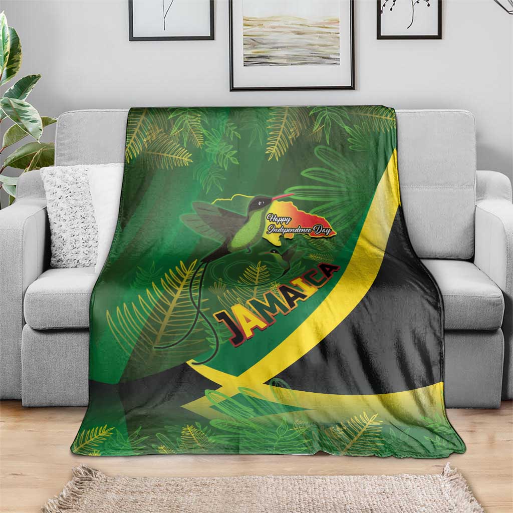 Jamaica Independence Day Blanket Swallow-tail Hummingbird Tropical Plants and National Flag - Wonder Print Shop