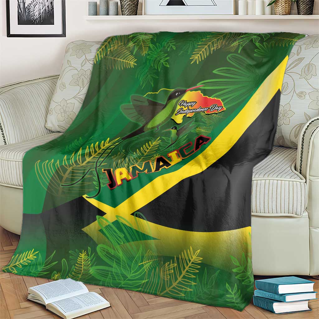 Jamaica Independence Day Blanket Swallow-tail Hummingbird Tropical Plants and National Flag - Wonder Print Shop