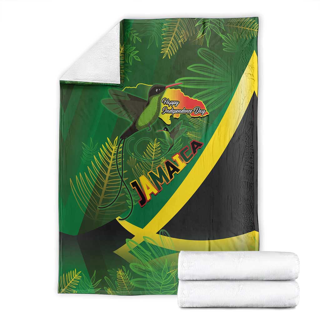 Jamaica Independence Day Blanket Swallow-tail Hummingbird Tropical Plants and National Flag - Wonder Print Shop