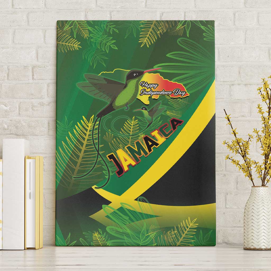 Jamaica Independence Day Canvas Wall Art Swallow-tail Hummingbird Tropical Plants and National Flag - Wonder Print Shop