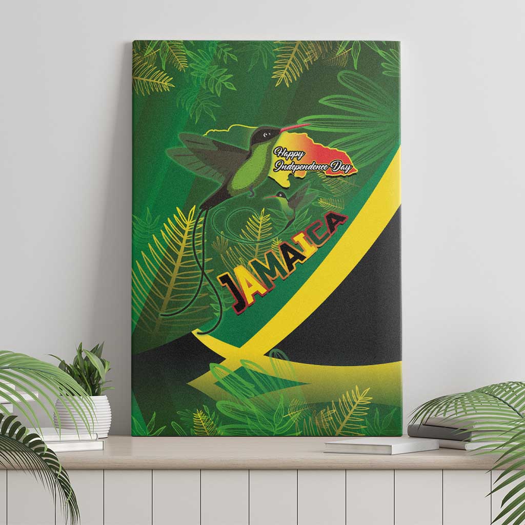 Jamaica Independence Day Canvas Wall Art Swallow-tail Hummingbird Tropical Plants and National Flag - Wonder Print Shop
