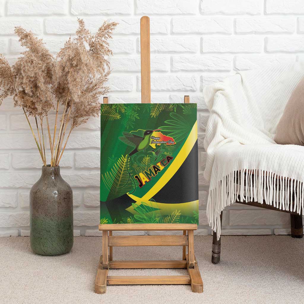 Jamaica Independence Day Canvas Wall Art Swallow-tail Hummingbird Tropical Plants and National Flag - Wonder Print Shop