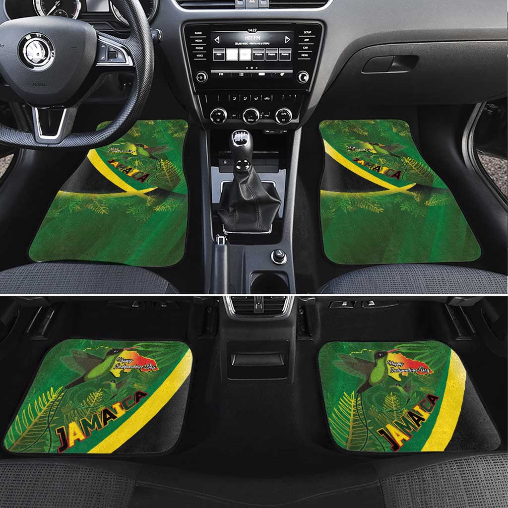 Jamaica Independence Day Car Mats Swallow-tail Hummingbird Tropical Plants and National Flag - Wonder Print Shop