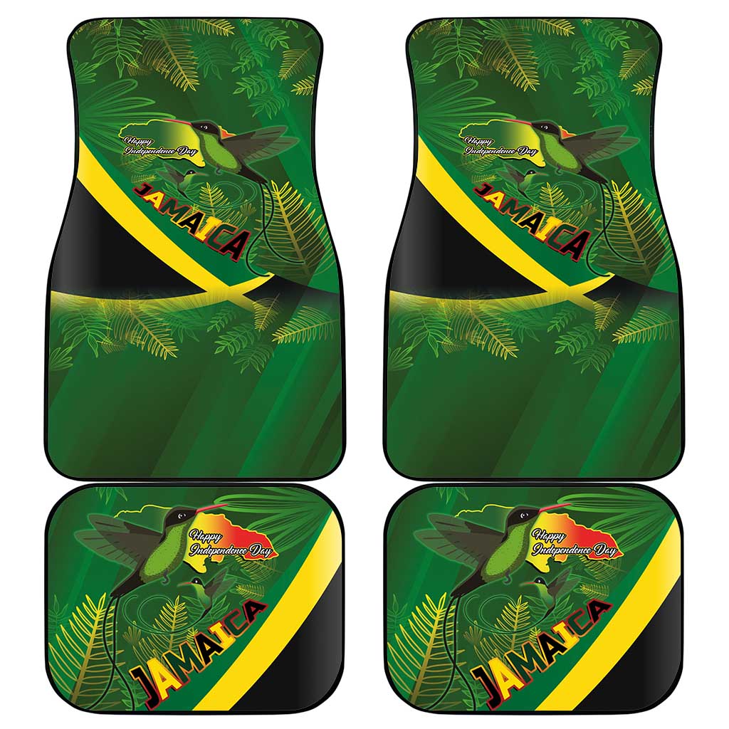 Jamaica Independence Day Car Mats Swallow-tail Hummingbird Tropical Plants and National Flag - Wonder Print Shop