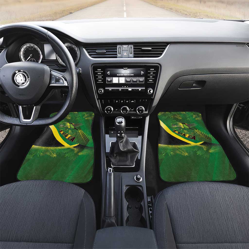 Jamaica Independence Day Car Mats Swallow-tail Hummingbird Tropical Plants and National Flag - Wonder Print Shop