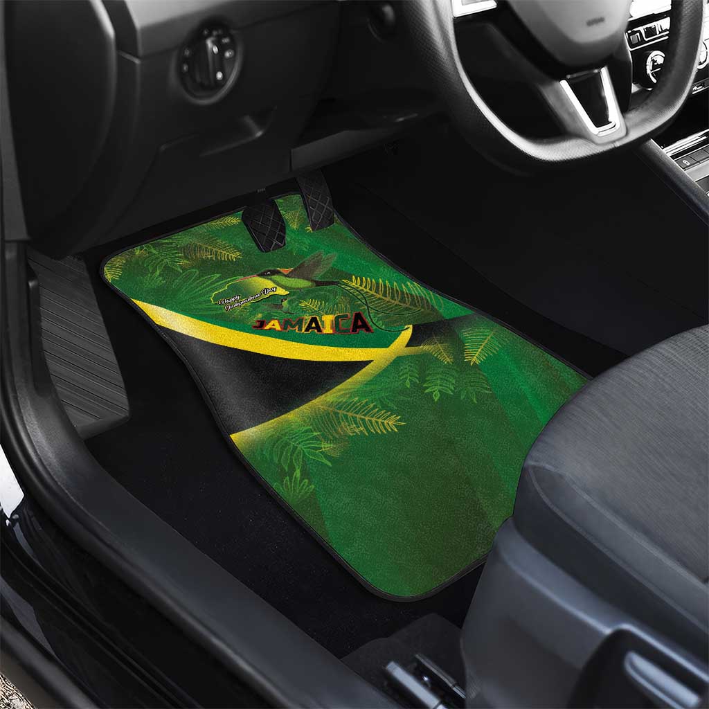 Jamaica Independence Day Car Mats Swallow-tail Hummingbird Tropical Plants and National Flag - Wonder Print Shop