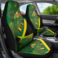 Jamaica Independence Day Car Seat Cover Swallow-tail Hummingbird Tropical Plants and National Flag - Wonder Print Shop