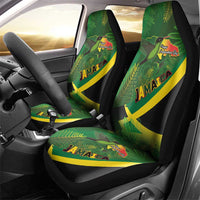 Jamaica Independence Day Car Seat Cover Swallow-tail Hummingbird Tropical Plants and National Flag - Wonder Print Shop
