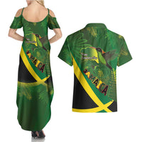 Jamaica Independence Day Couples Matching Summer Maxi Dress and Hawaiian Shirt Swallow-tail Hummingbird Tropical Plants and National Flag - Wonder Print Shop