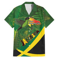 Jamaica Independence Day Family Matching Mermaid Dress and Hawaiian Shirt Swallow-tail Hummingbird Tropical Plants and National Flag - Wonder Print Shop