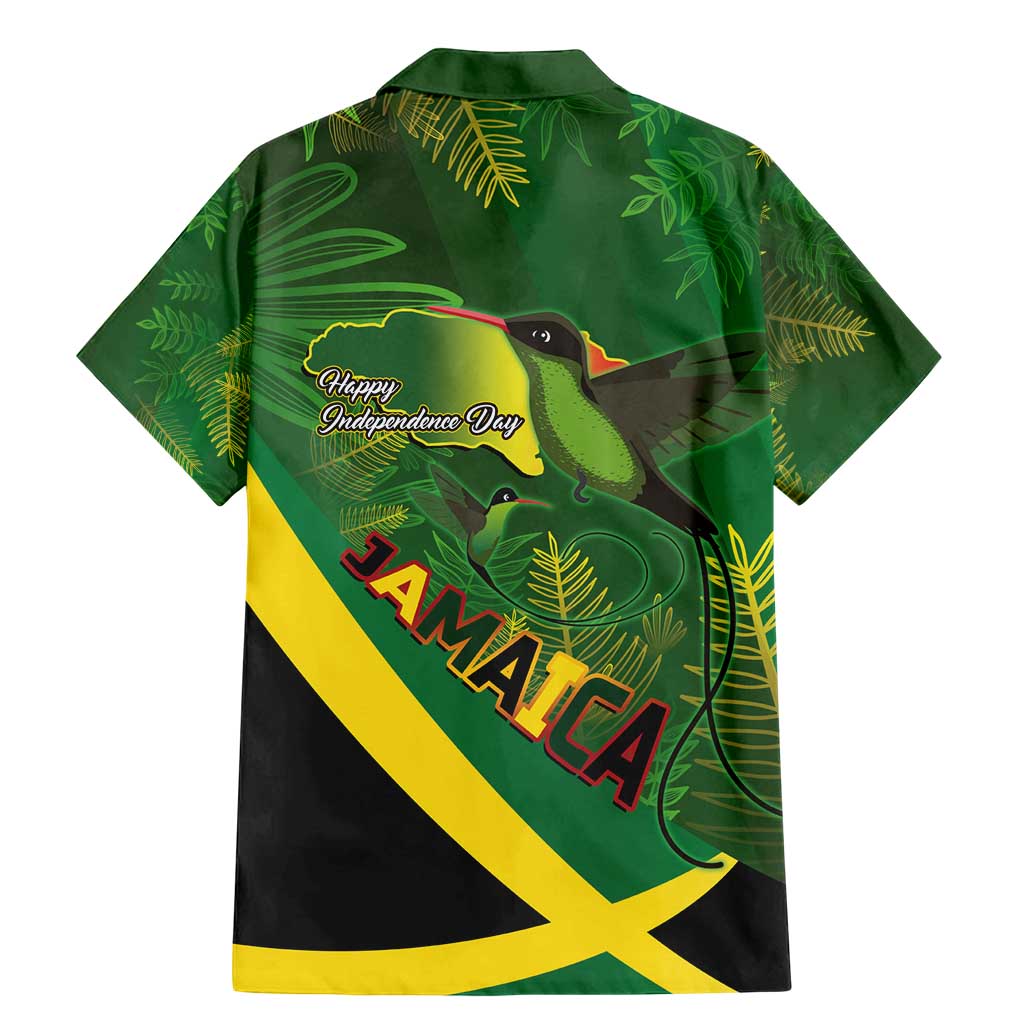 Jamaica Independence Day Family Matching Mermaid Dress and Hawaiian Shirt Swallow-tail Hummingbird Tropical Plants and National Flag - Wonder Print Shop