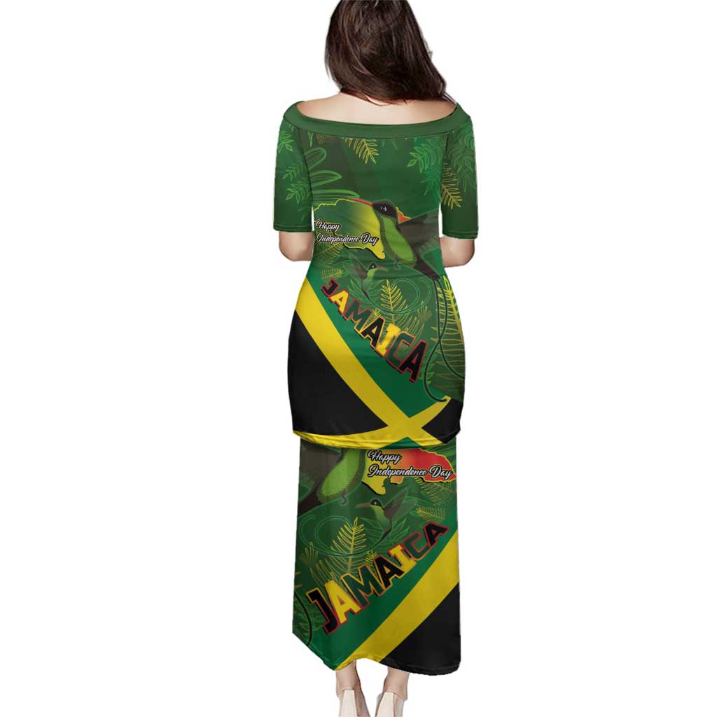 Jamaica Independence Day Family Matching Puletasi and Hawaiian Shirt Swallow-tail Hummingbird Tropical Plants and National Flag - Wonder Print Shop