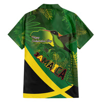 Jamaica Independence Day Family Matching Short Sleeve Bodycon Dress and Hawaiian Shirt Swallow-tail Hummingbird Tropical Plants and National Flag - Wonder Print Shop