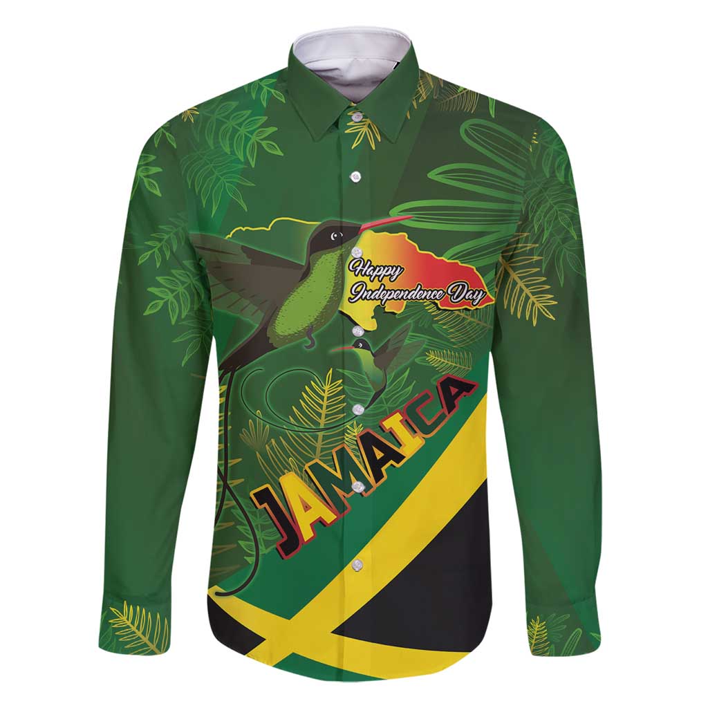 Jamaica Independence Day Family Matching Summer Maxi Dress and Hawaiian Shirt Swallow-tail Hummingbird Tropical Plants and National Flag - Wonder Print Shop