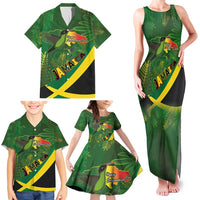 Jamaica Independence Day Family Matching Tank Maxi Dress and Hawaiian Shirt Swallow-tail Hummingbird Tropical Plants and National Flag - Wonder Print Shop