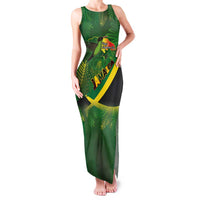 Jamaica Independence Day Family Matching Tank Maxi Dress and Hawaiian Shirt Swallow-tail Hummingbird Tropical Plants and National Flag - Wonder Print Shop