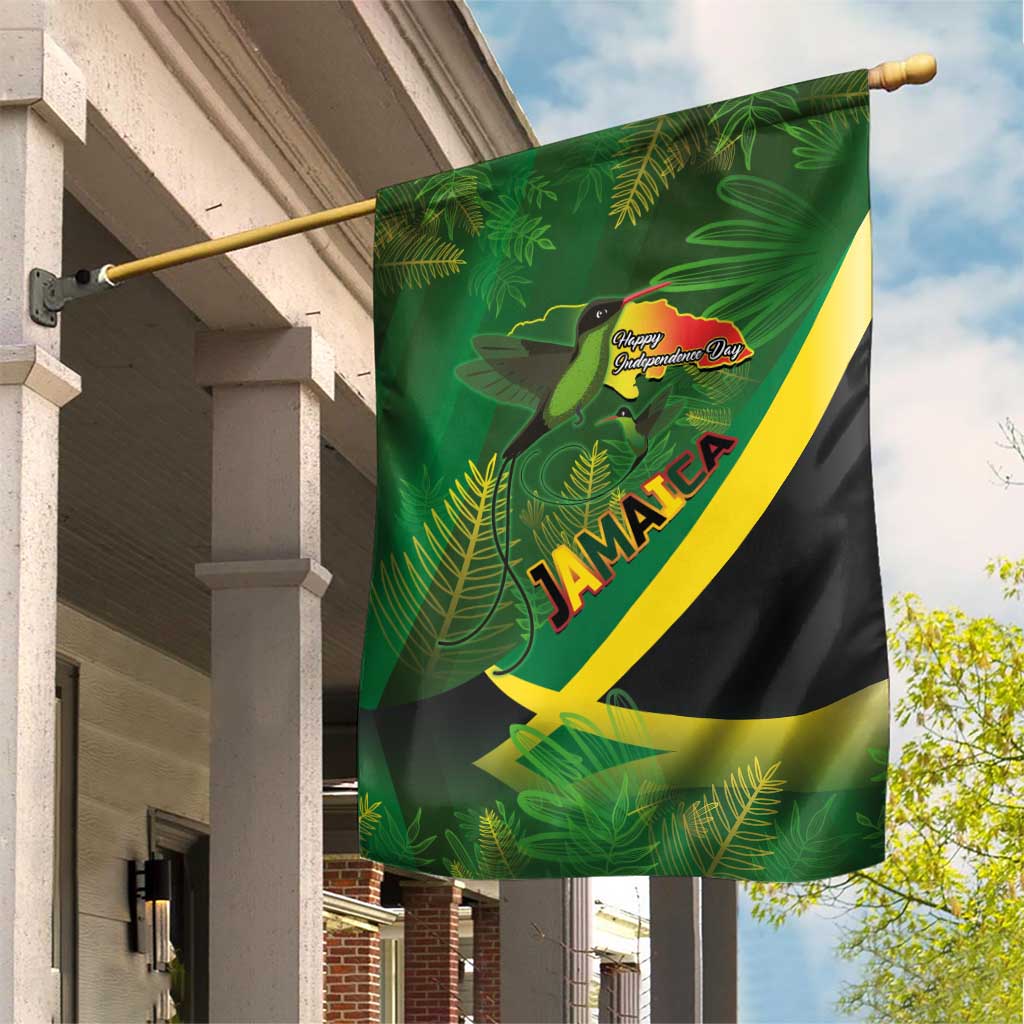 Jamaica Independence Day Garden Flag Swallow-tail Hummingbird Tropical Plants and National Flag - Wonder Print Shop