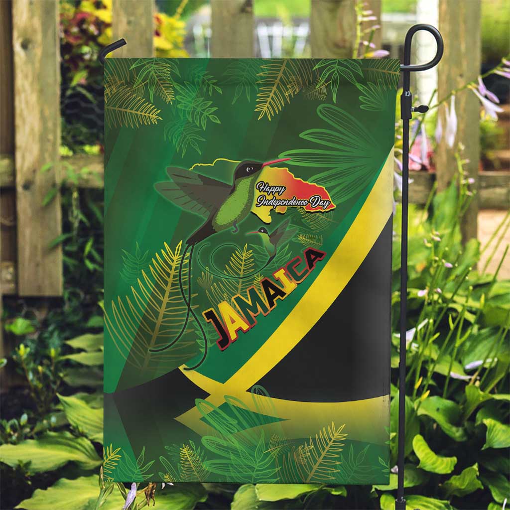 Jamaica Independence Day Garden Flag Swallow-tail Hummingbird Tropical Plants and National Flag - Wonder Print Shop