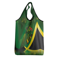 Jamaica Independence Day Grocery Bag Swallow-tail Hummingbird Tropical Plants and National Flag - Wonder Print Shop