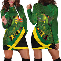 Jamaica Independence Day Hoodie Dress Swallow-tail Hummingbird Tropical Plants and National Flag - Wonder Print Shop