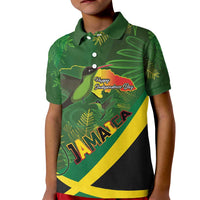 Jamaica Independence Day Kid Polo Shirt Swallow-tail Hummingbird Tropical Plants and National Flag - Wonder Print Shop