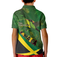 Jamaica Independence Day Kid Polo Shirt Swallow-tail Hummingbird Tropical Plants and National Flag - Wonder Print Shop