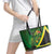 Jamaica Independence Day Leather Tote Bag Swallow-tail Hummingbird Tropical Plants and National Flag - Wonder Print Shop