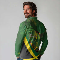 Jamaica Independence Day Long Sleeve Polo Shirt Swallow-tail Hummingbird Tropical Plants and National Flag - Wonder Print Shop