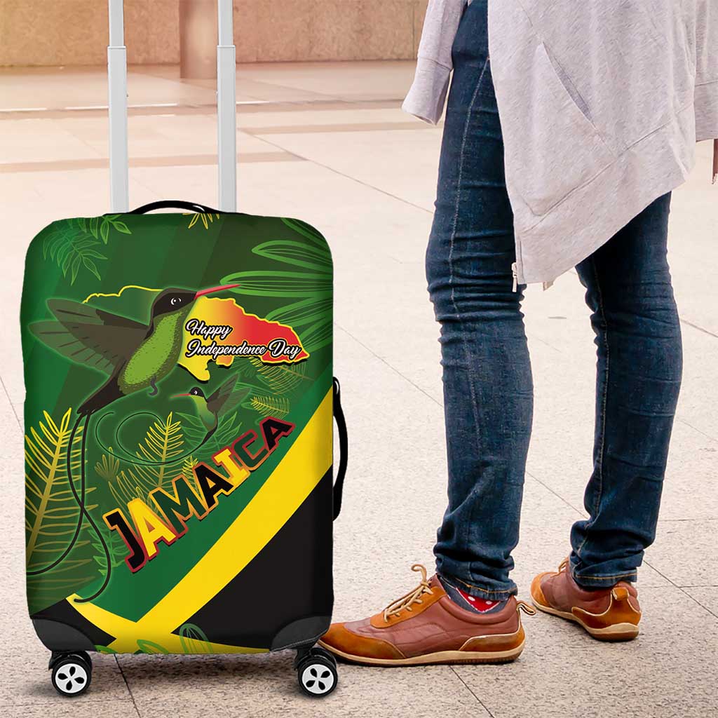 Jamaica Independence Day Luggage Cover Swallow-tail Hummingbird Tropical Plants and National Flag - Wonder Print Shop
