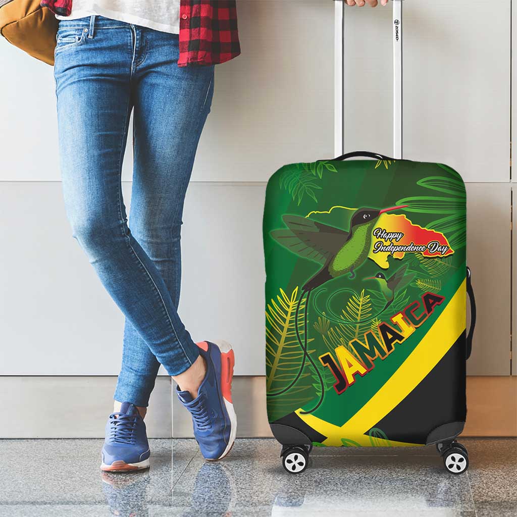 Jamaica Independence Day Luggage Cover Swallow-tail Hummingbird Tropical Plants and National Flag - Wonder Print Shop