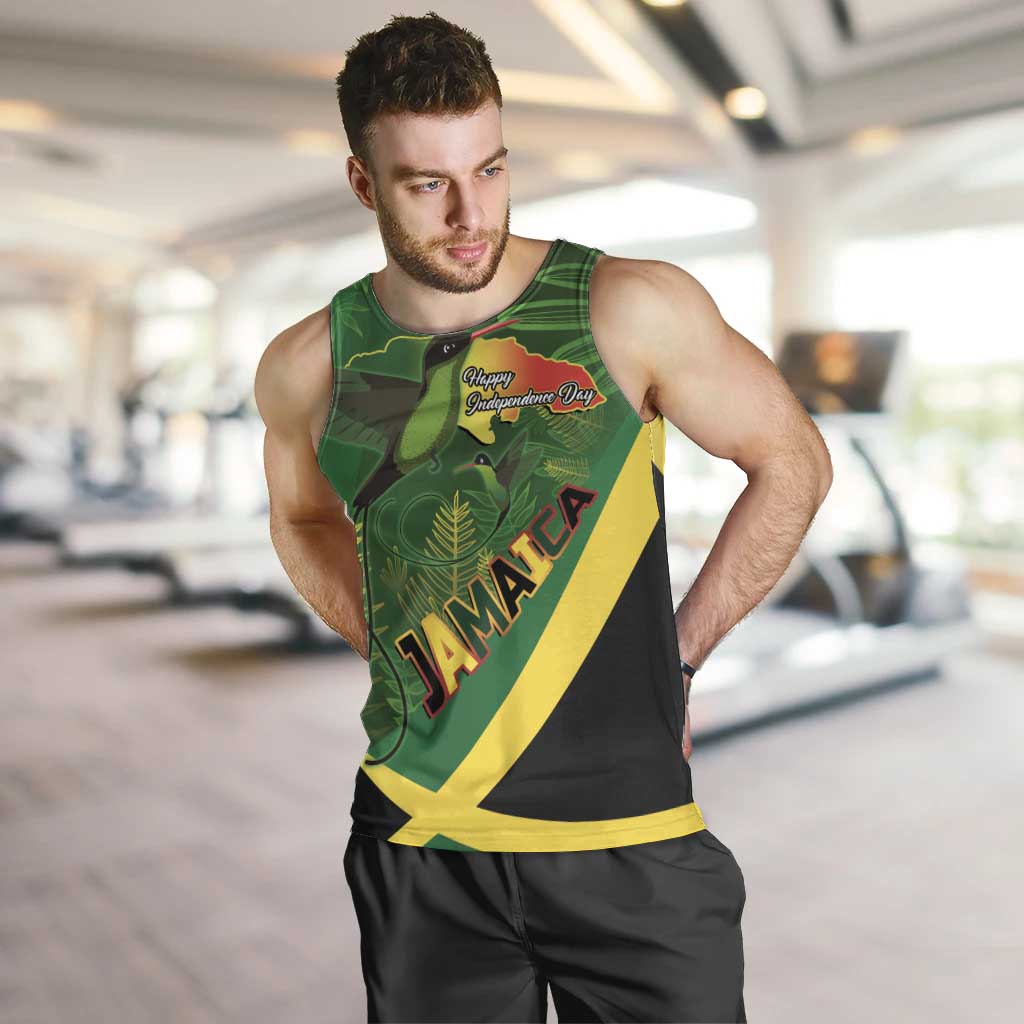Jamaica Independence Day Men Tank Top Swallow-tail Hummingbird Tropical Plants and National Flag - Wonder Print Shop