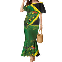 Jamaica Independence Day Mermaid Dress Swallow-tail Hummingbird Tropical Plants and National Flag - Wonder Print Shop