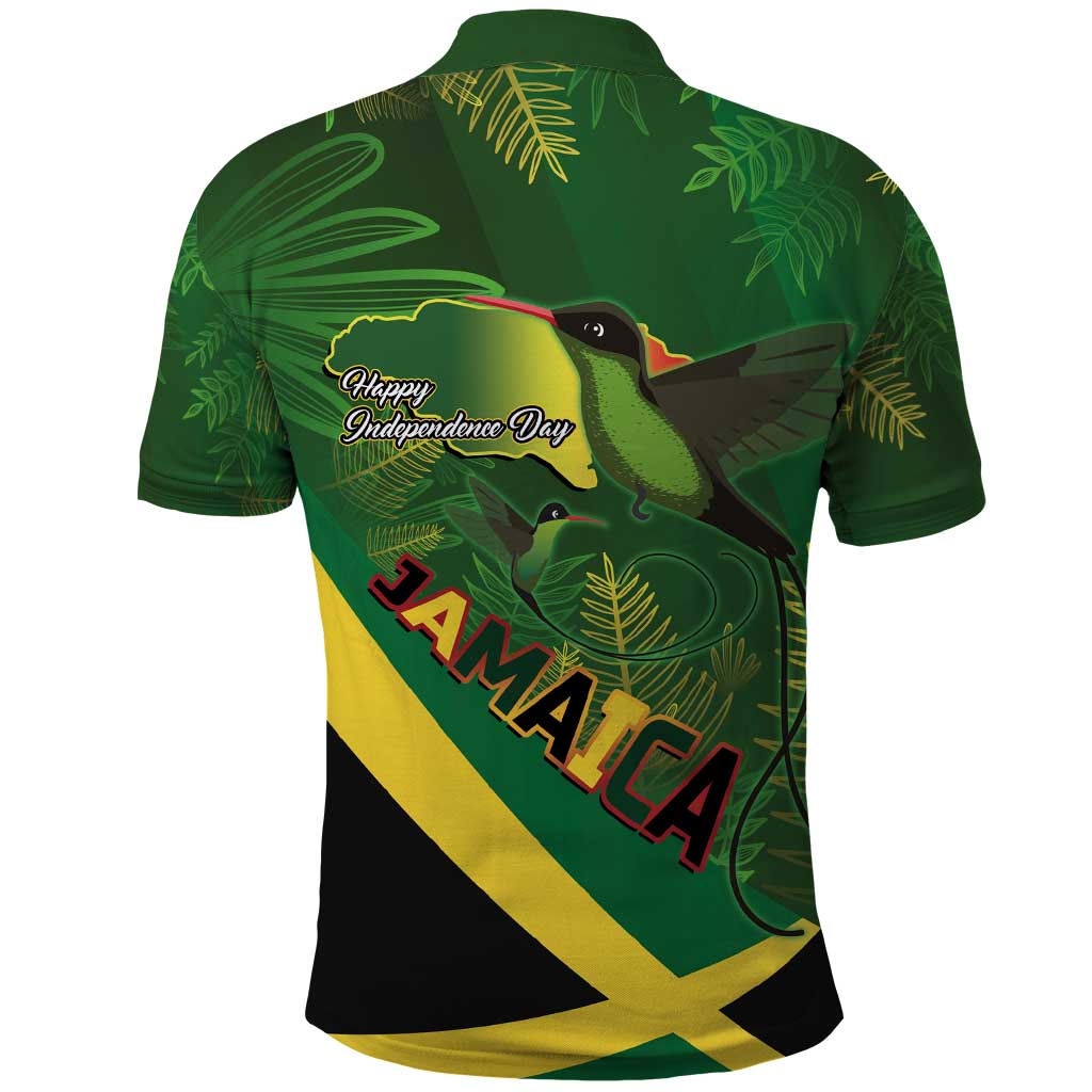 Jamaica Independence Day Polo Shirt Swallow-tail Hummingbird Tropical Plants and National Flag - Wonder Print Shop