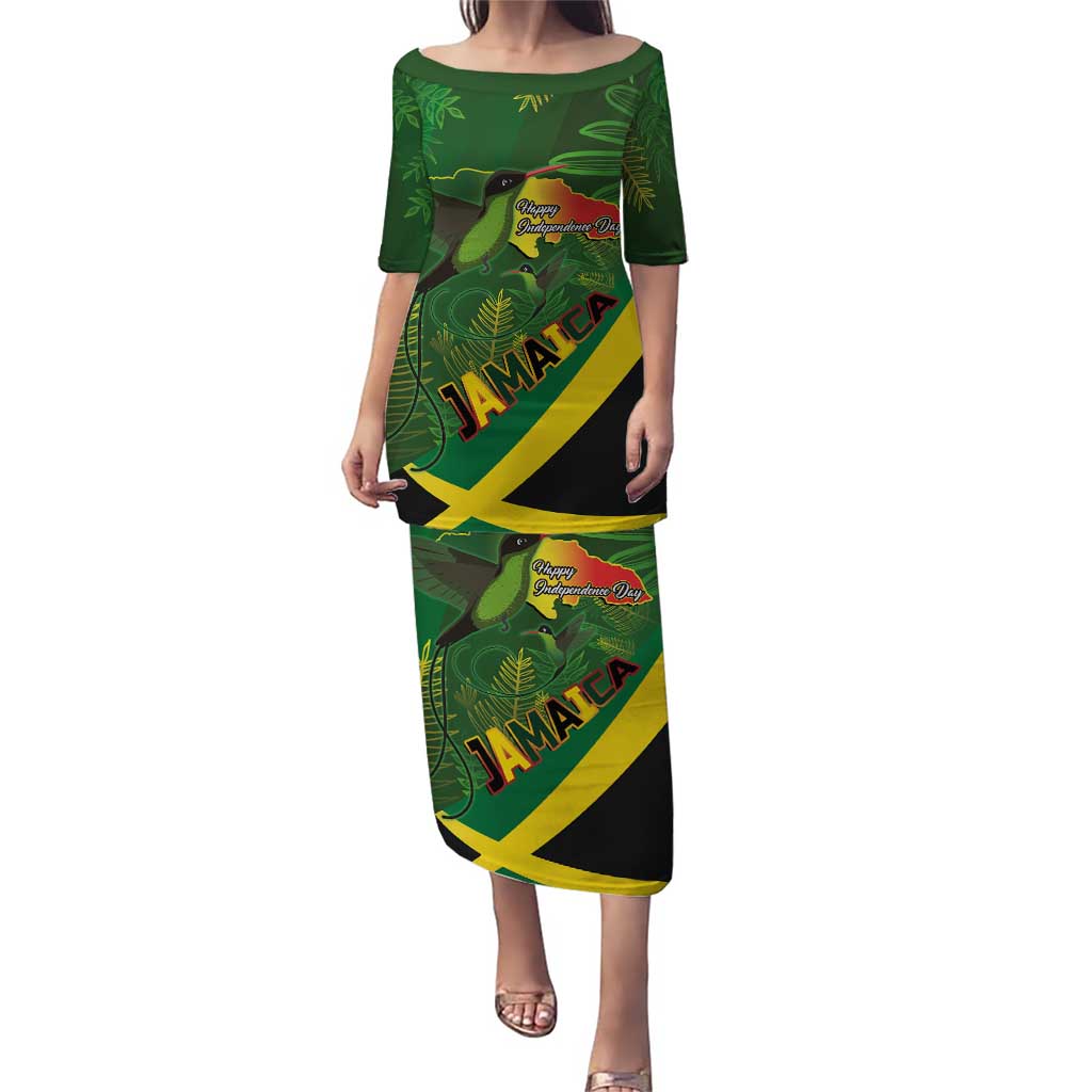 Jamaica Independence Day Puletasi Swallow-tail Hummingbird Tropical Plants and National Flag - Wonder Print Shop
