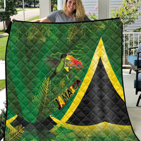 Jamaica Independence Day Quilt Swallow-tail Hummingbird Tropical Plants and National Flag - Wonder Print Shop