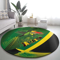 Jamaica Independence Day Round Carpet Swallow-tail Hummingbird Tropical Plants and National Flag - Wonder Print Shop