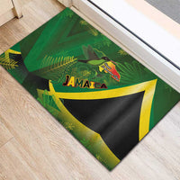 Jamaica Independence Day Rubber Doormat Swallow-tail Hummingbird Tropical Plants and National Flag - Wonder Print Shop