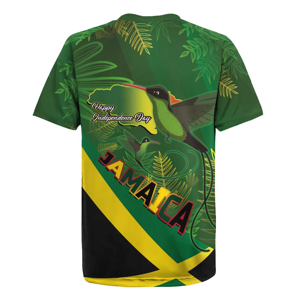 Jamaica Independence Day Rugby Jersey Swallow-tail Hummingbird Tropical Plants and National Flag - Wonder Print Shop