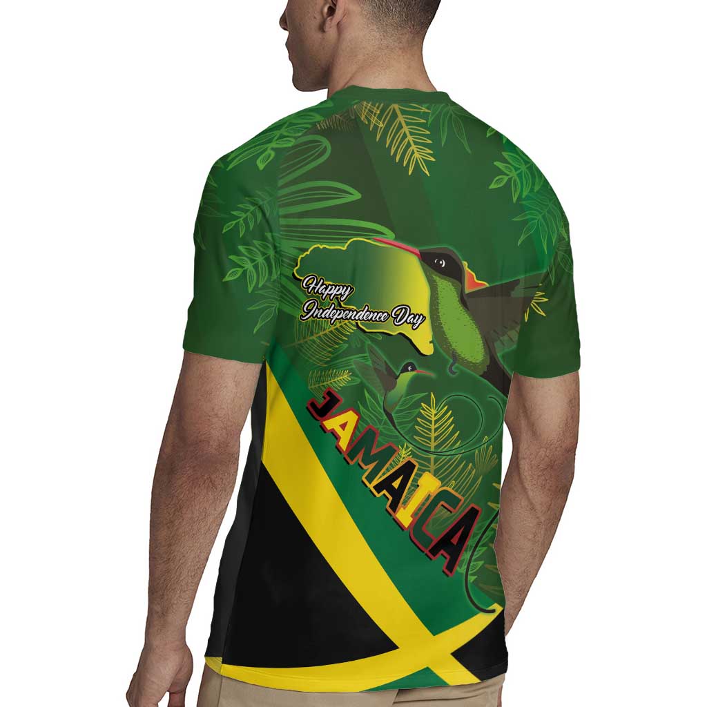 Jamaica Independence Day Rugby Jersey Swallow-tail Hummingbird Tropical Plants and National Flag - Wonder Print Shop