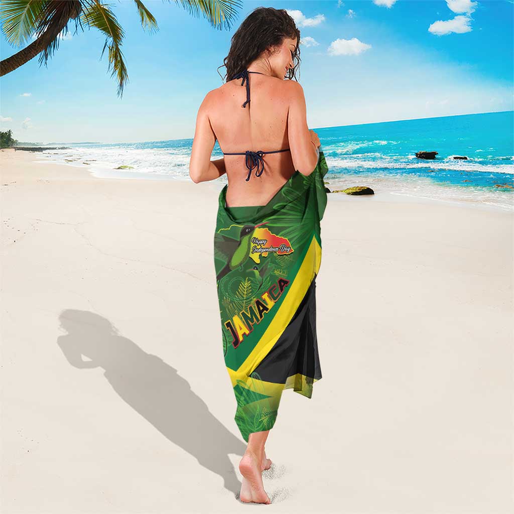 Jamaica Independence Day Sarong Swallow-tail Hummingbird Tropical Plants and National Flag - Wonder Print Shop