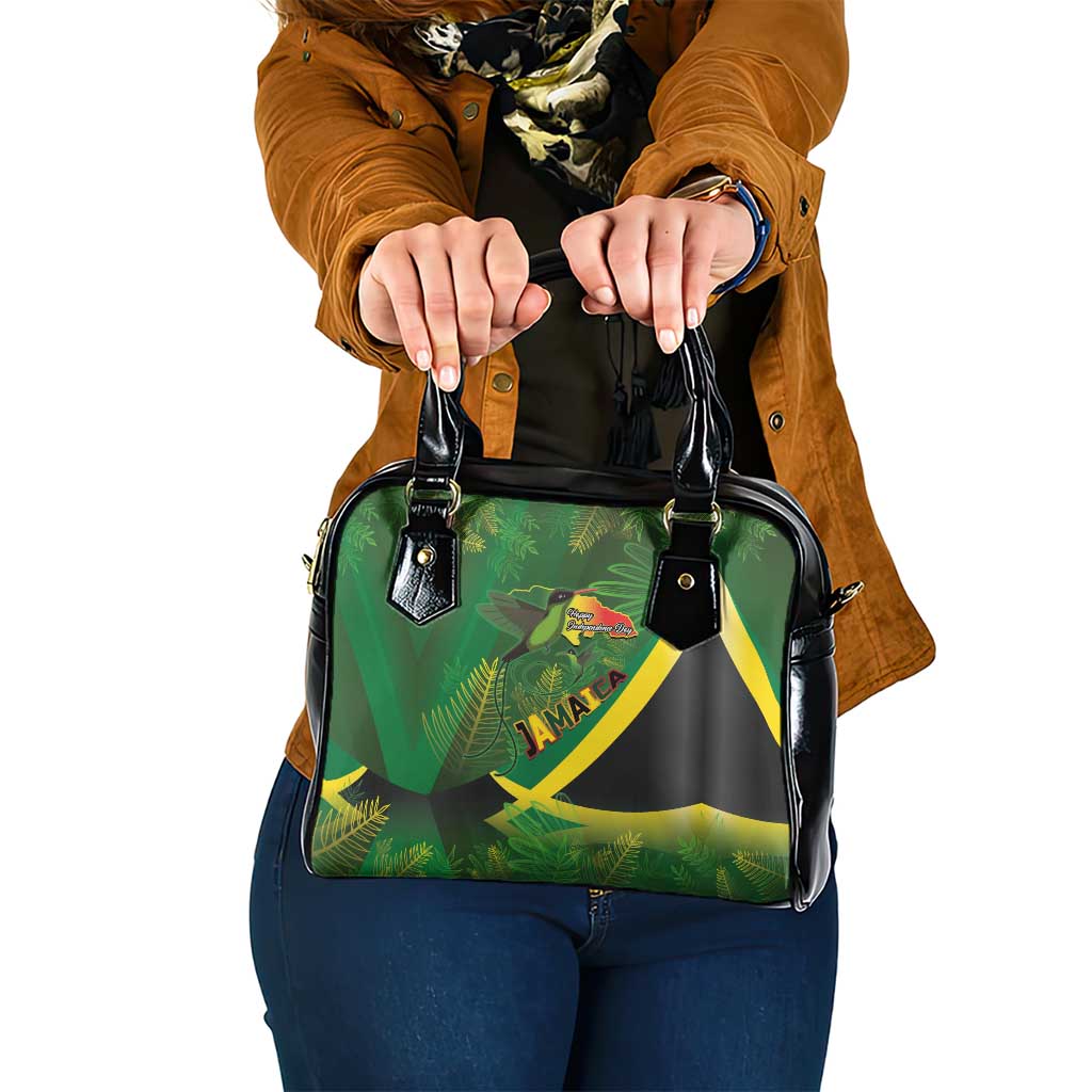Jamaica Independence Day Shoulder Handbag Swallow-tail Hummingbird Tropical Plants and National Flag - Wonder Print Shop